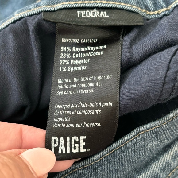 Paige Women Dark Wash Straight Leg Federal Jeans 31 - Picture 2 of 5